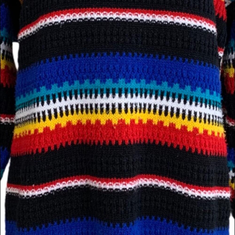 Vintage Cuddle Knit Women's Retro 80's Black Stripe Tunic Sknit Sweater Large - Picture 10 of 12